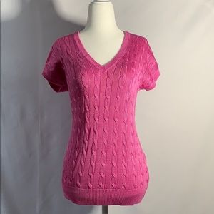 Lauren Bright Pink V Shaped Cotton Sweater